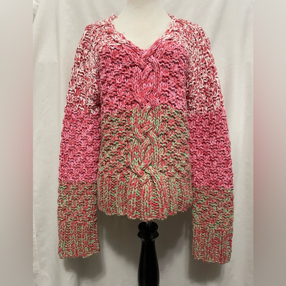 Women’s Sweater Chunky Woven Multicolor Size L